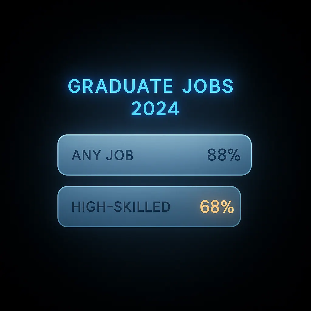 Bar chart comparing graduate employment rate versus high-skilled employment rate for UK degree holders in 2024