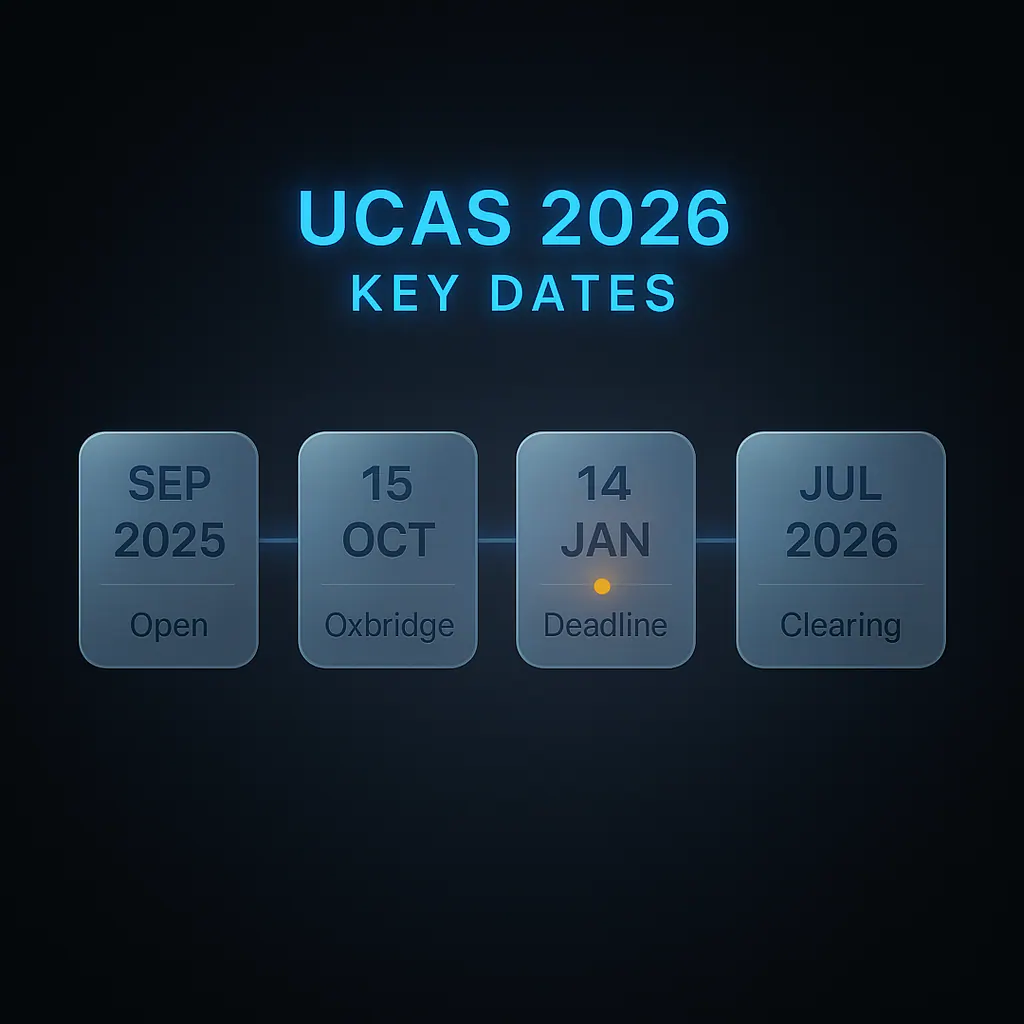Timeline of UCAS deadlines for 2026 entry from September 2025 to September 2026